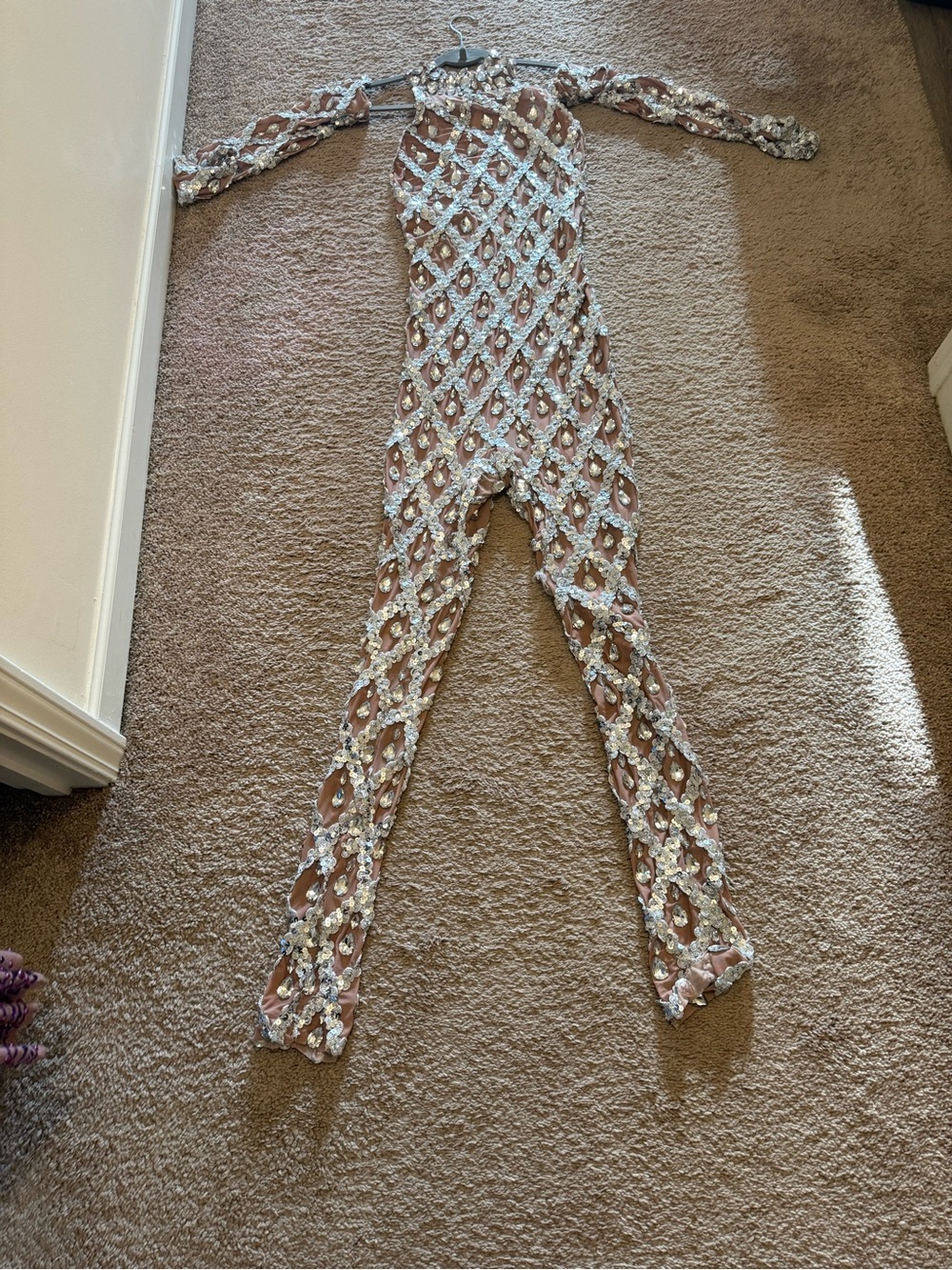 Nude Sheer Rhinestone Embellished Jumpsuit - Picture 3 of 3
